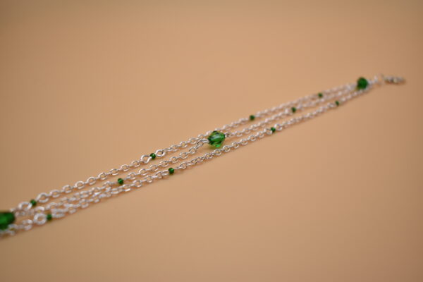 Three Strand Silver and Green Bracelet