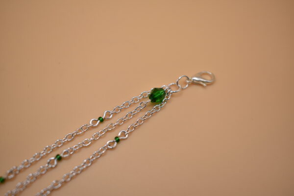 Three Strand Silver and Green Bracelet - Image 2