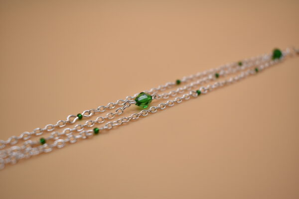 Three Strand Silver and Green Bracelet - Image 3