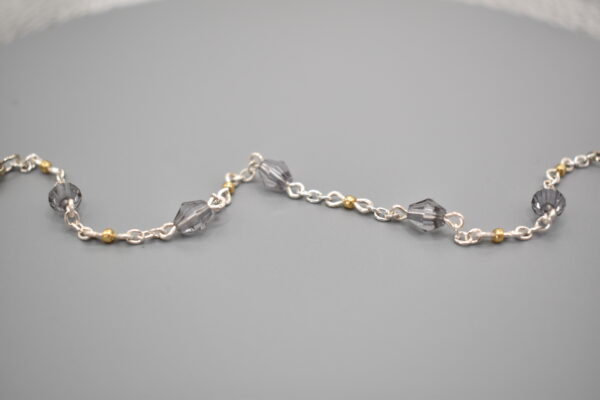 Grey and Gold Beaded Silver Bracelet - Image 5