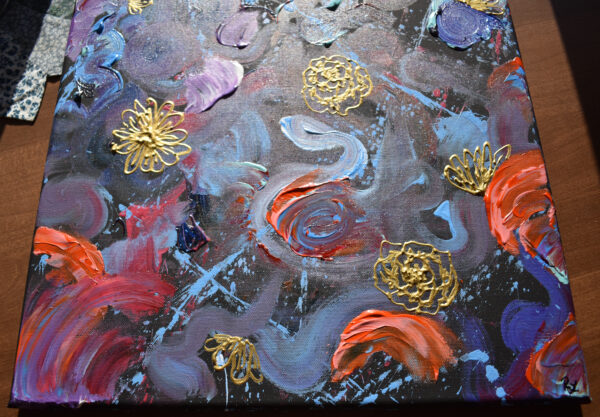 Abstract Painting With Gold Flowers - Image 8