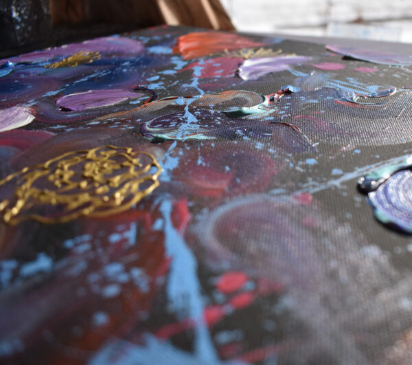 Abstract Painting With Gold Flowers - Image 10