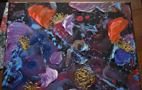 Abstract Painting With Gold Flowers - Image 12