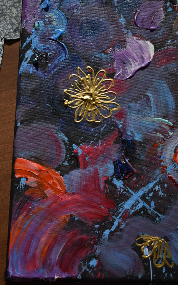 Abstract Painting With Gold Flowers - Image 13