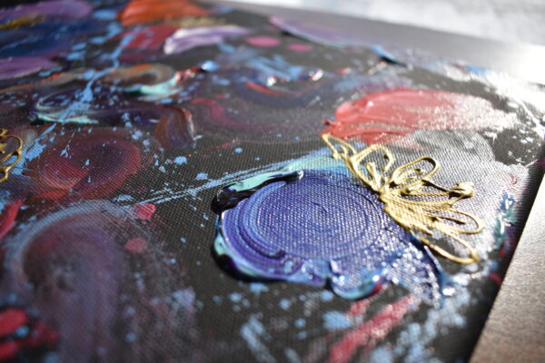 Abstract Painting With Gold Flowers - Image 2