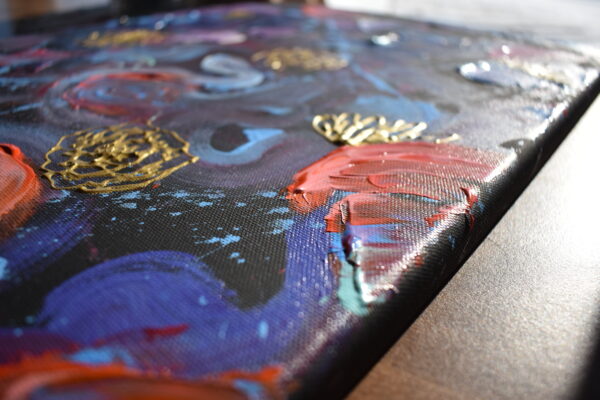 Abstract Painting With Gold Flowers - Image 3