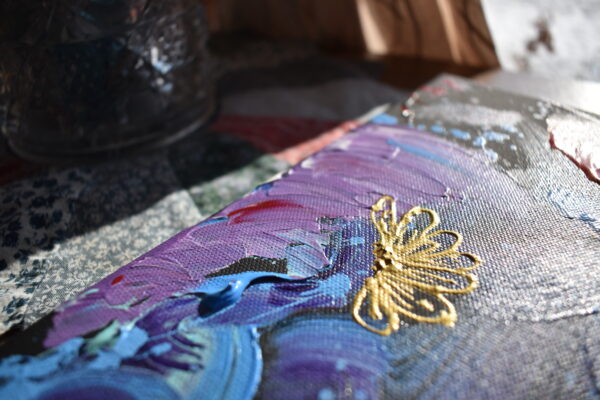Abstract Painting With Gold Flowers - Image 6