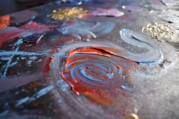 Abstract Painting With Gold Flowers - Image 7