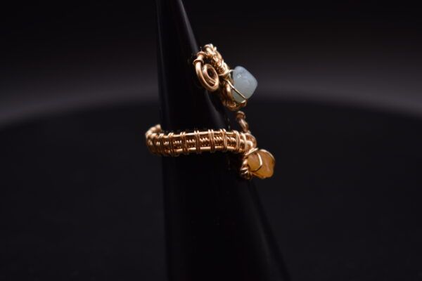 Adjustable Silver or Gold Wire Stone Ring - Image 2