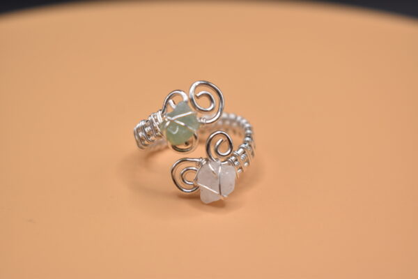 Adjustable Silver or Gold Wire Stone Ring - Image 5