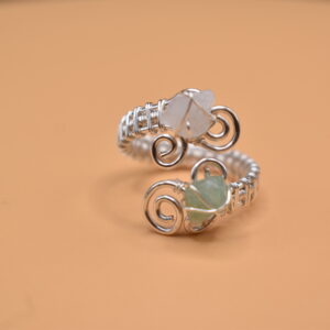 Green and White Stone Ring