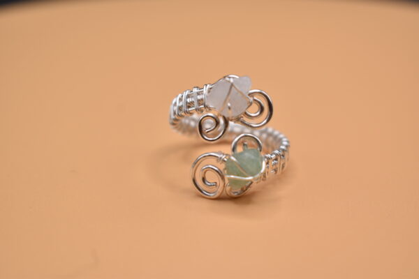 Adjustable Silver or Gold Wire Stone Ring - Image 4