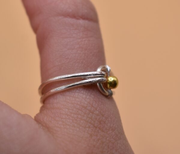 Silver Wire Gold Bead Ring - Image 3