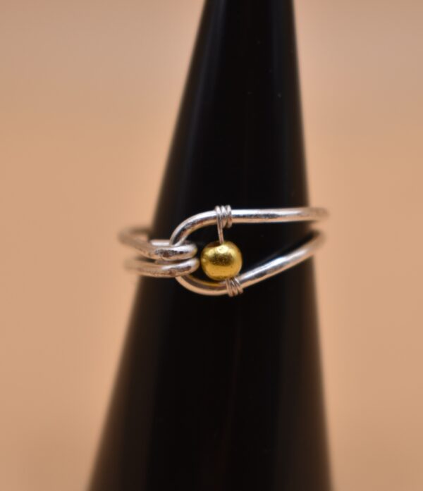 Silver Wire Gold Bead Ring - Image 5