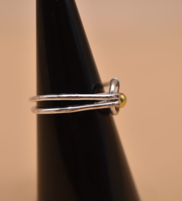 Silver Wire Gold Bead Ring - Image 4