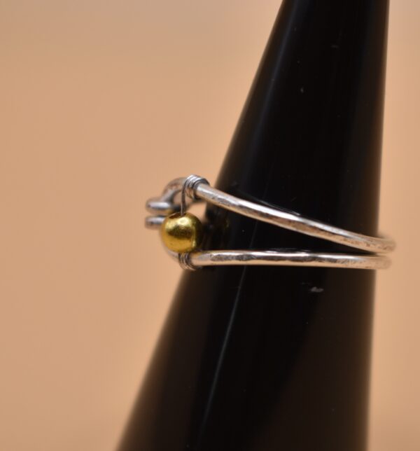 Silver Wire Gold Bead Ring - Image 6