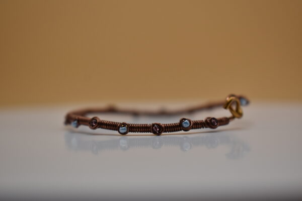 Bronze, Purple, & Blue Wire Bracelet - Image 4