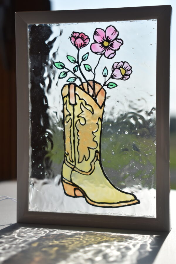 Cowgirl Flowers Stained Glass