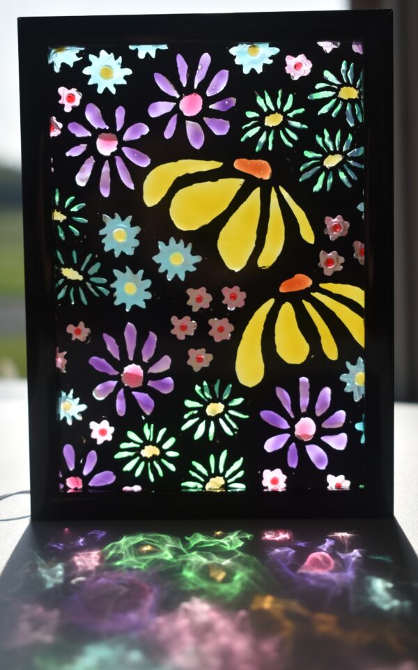 Dark Flower Blob Stained Glass