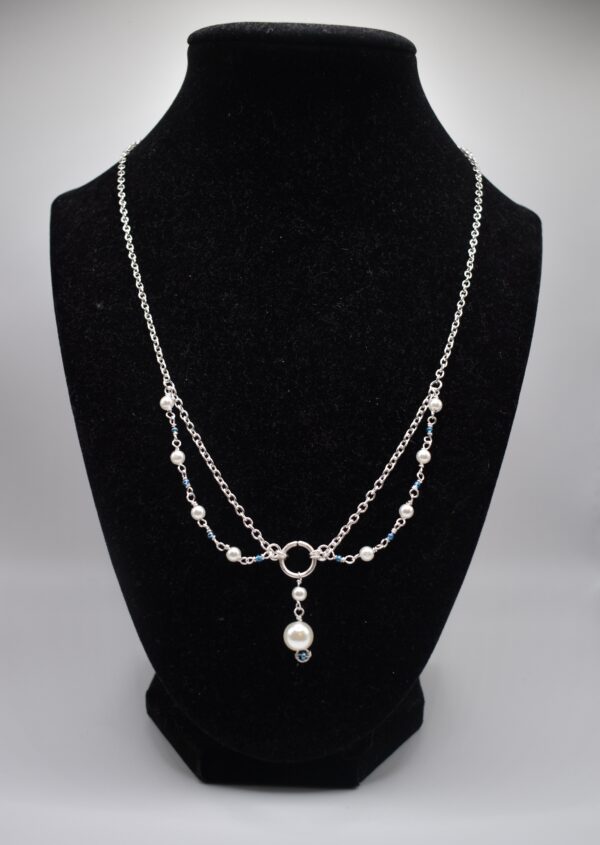 Pearl & Blue Silver Necklace