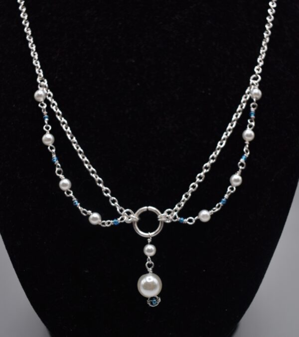 Pearl & Blue Silver Necklace - Image 2