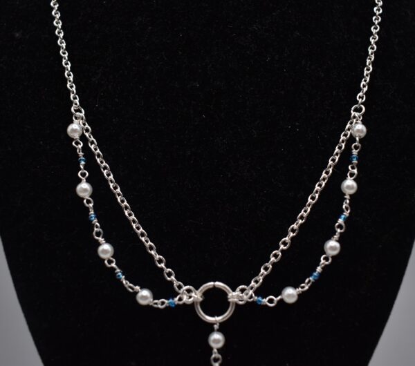 Pearl & Blue Silver Necklace - Image 3
