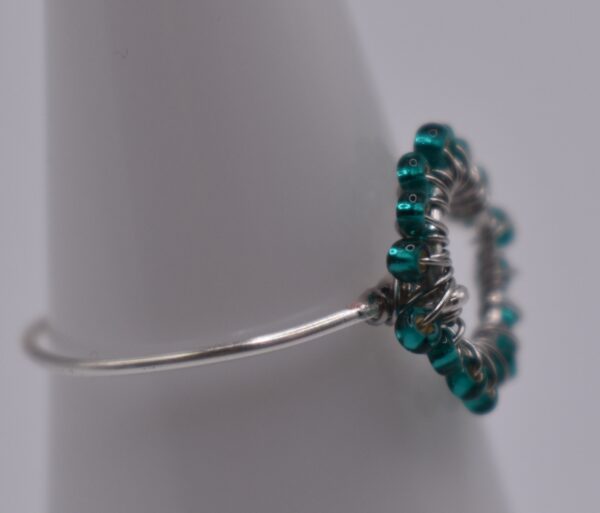 Silver Wire Green Circle Ring - Image 2