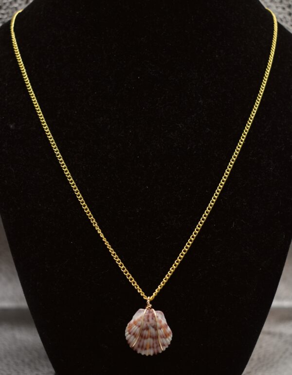 Yellow & Pink Seashell Gold Wire Necklace