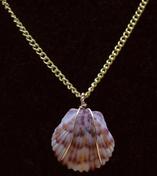 Yellow & Pink Seashell Gold Wire Necklace - Image 3
