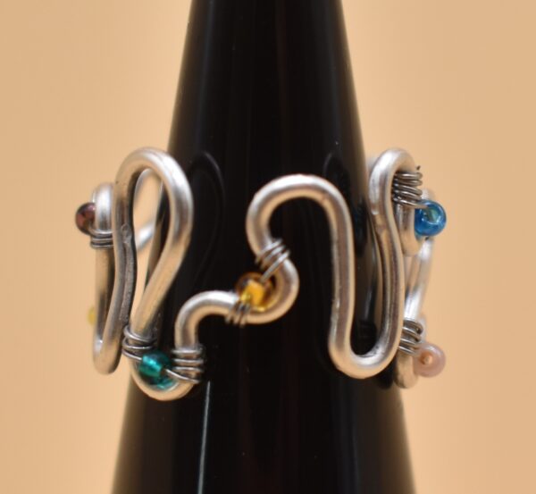 Silver Squiggle Bead Ring - Image 2