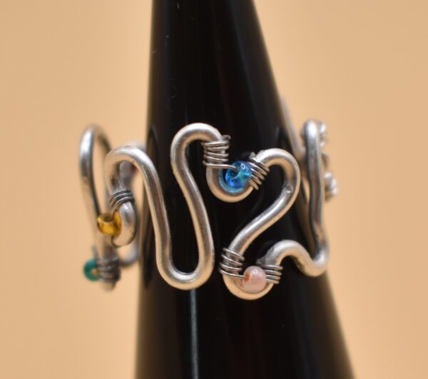 Silver Squiggle Bead Ring - Image 3