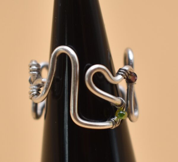 Silver Squiggle Bead Ring - Image 5