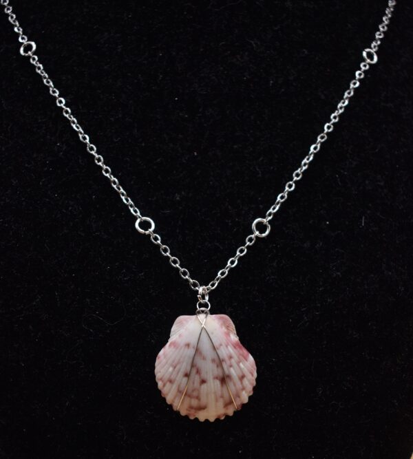 White & Pink Silver Seashell Necklace - Image 2