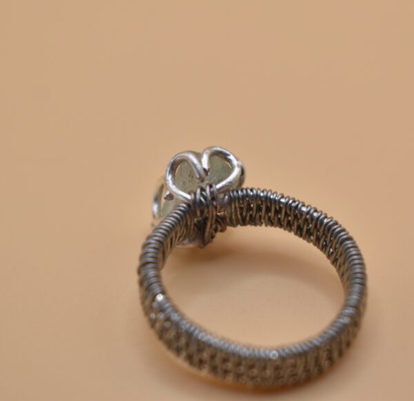 Green Stone Silver Wrapped Band Ring - Image 8