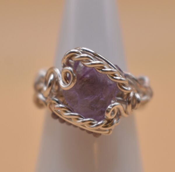 Purple Stone Silver Wire Ring - Image 12