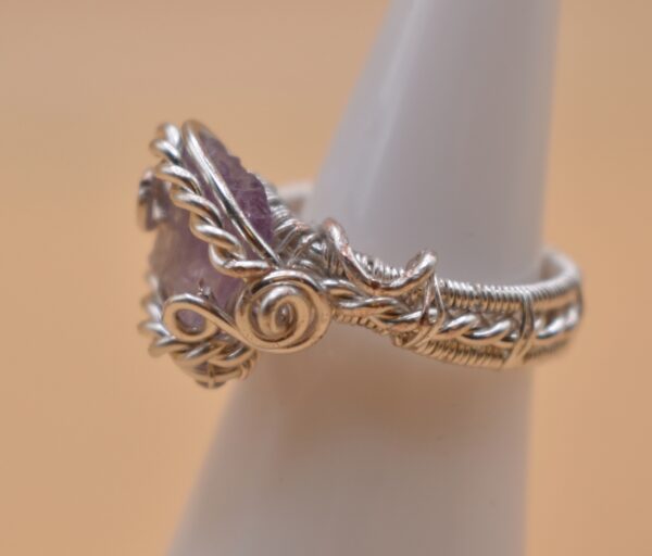 Purple Stone Silver Wire Ring - Image 6