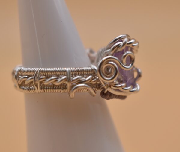 Purple Stone Silver Wire Ring - Image 9