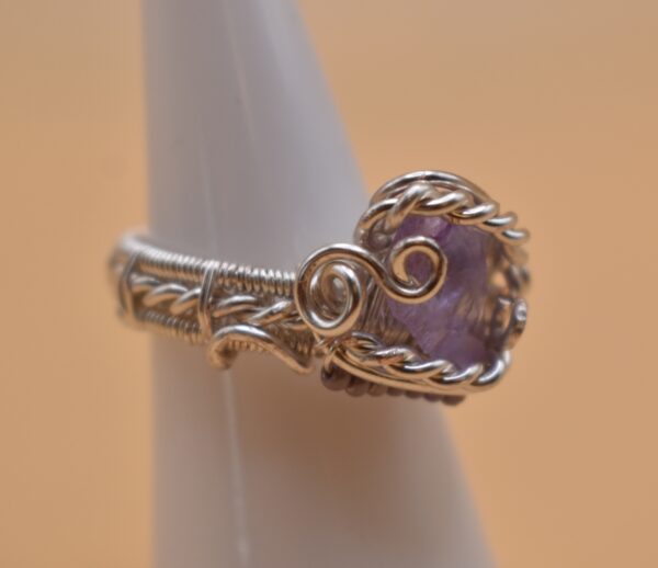 Purple Stone Silver Wire Ring - Image 10