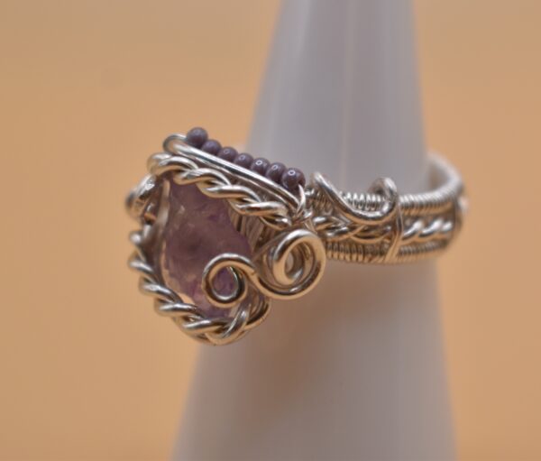 Purple Stone Silver Wire Ring - Image 11