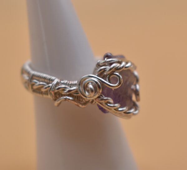 Purple Stone Silver Wire Ring - Image 5