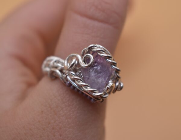Purple Stone Silver Wire Ring