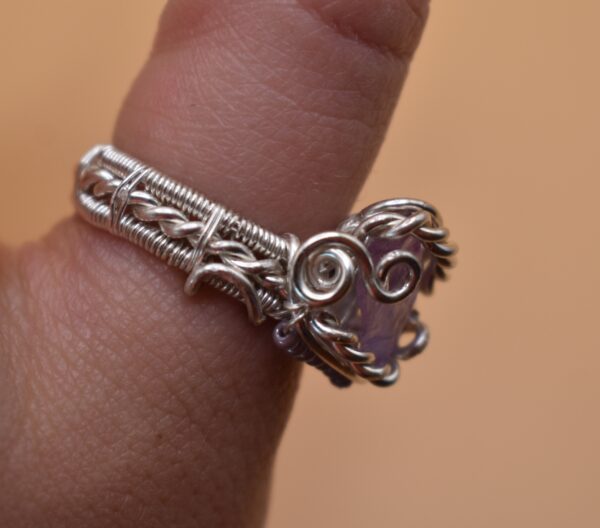 Purple Stone Silver Wire Ring - Image 3
