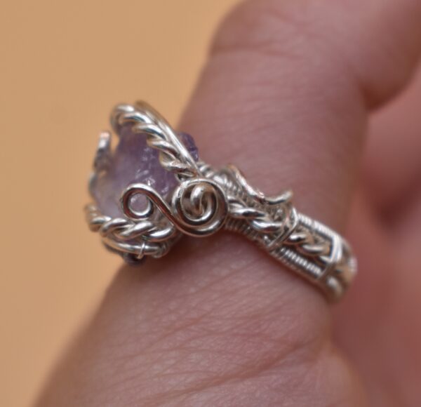Purple Stone Silver Wire Ring - Image 4