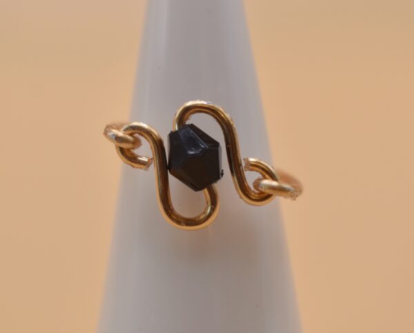 Gold Squiggle & Black Bead Ring - Image 4