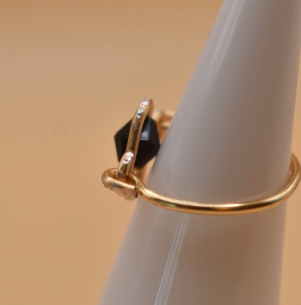 Gold Squiggle & Black Bead Ring - Image 3