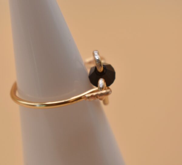 Gold Squiggle & Black Bead Ring - Image 5