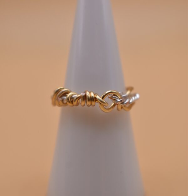 Twisted Silver Wire Gold Strand Ring - Image 5