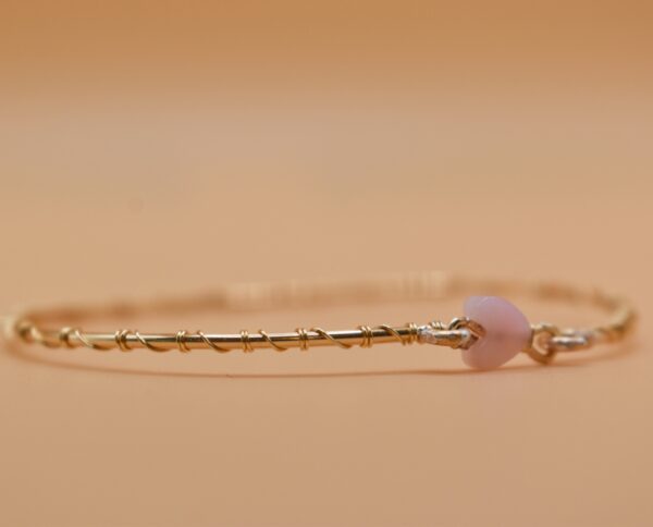 Pink Heart Stone Wire Bracelet - Image 6