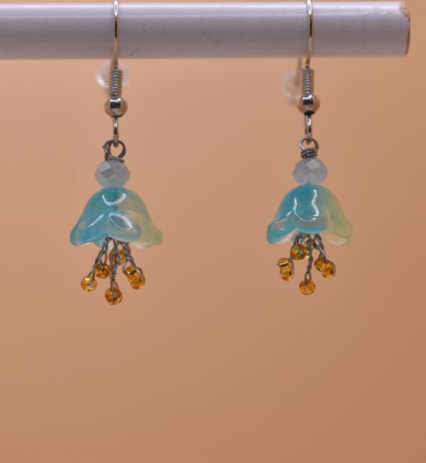 Blue\Green Flower Earrings - Image 2
