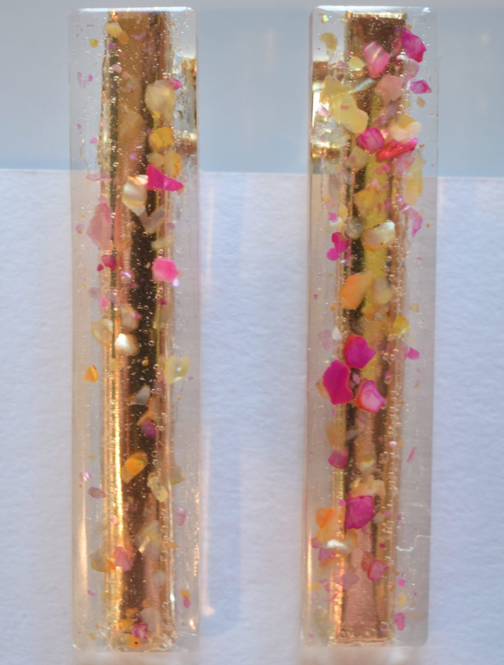 Pink and Yellow Line Hair Clip Set